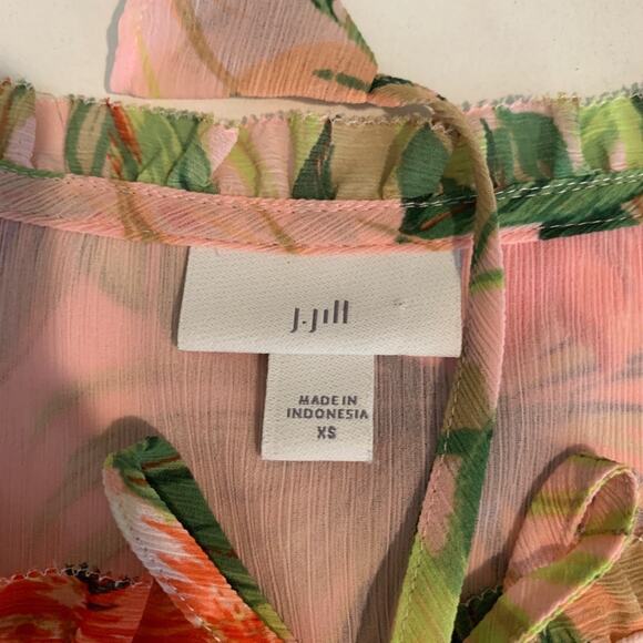 J Jill Tunic Womens XS Extra Small SeashellTropical Floral Side Slit Lined - Picture 8 of 13